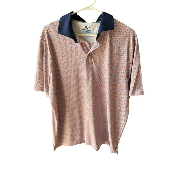 Johnston & Murphy XC4 Performance Print Polo/Cool Degree Orange/Navy Hexagon Dot - Picture 1 of 11